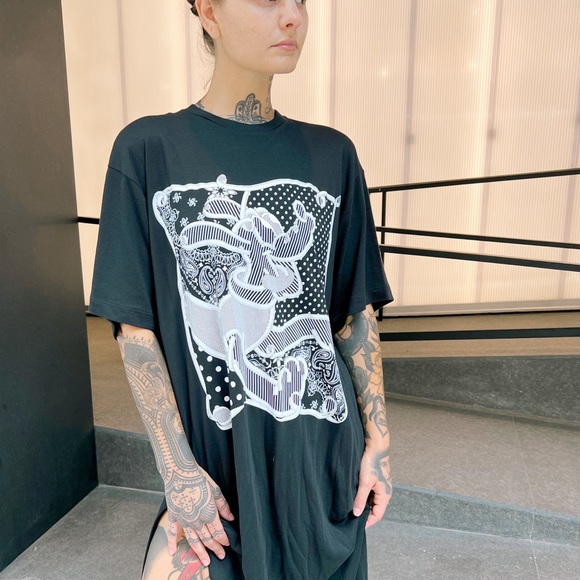 MONSE x DISNEY/NWOT Women's Pluto Graphic White on Black Sheath Tee M - Picture 3 of 14